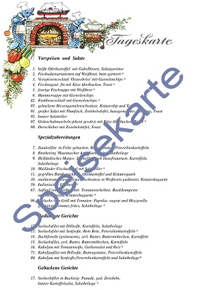 Speisekarte Gastmahl des Meeres